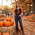 thumbnail image 3 of Textilo Halloween Print T-Shirt for Women Raglan Short Sleeve V-Neck Shirt Witch Graphic Tshirts Halloween Funny Spooky Season Vintage Tee, 3 of 8