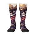 thumbnail image 1 of Fotbe Cool Skull Cowboy Calcetas Divertidas Estampadas para Hombre y Mujer, Calcetas de Algodón hasta la Rodilla para Caminar, Correr, Enfermería y Embarazo, 1 of 6