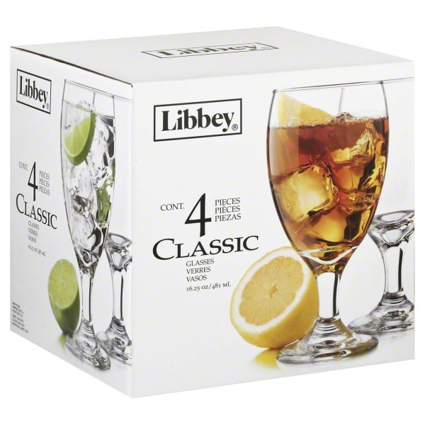 Libbey Classic Goblet Beverage Glasses Set of 4