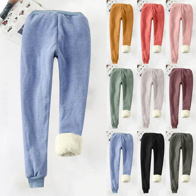 Women's Winter Warm Fleece Joggers Pants Sherpa Lined Athletic Active  Sweatpants Thickened Warm Bodysuits Leggings Loose Casual Pants