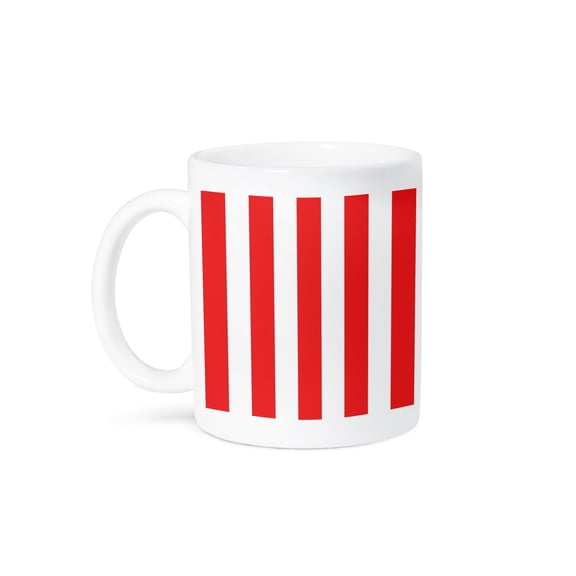 3dRose, Red and White Stripes Pattern - vertical striped stripy stripey stripe retro traditional classic, 11oz Mug