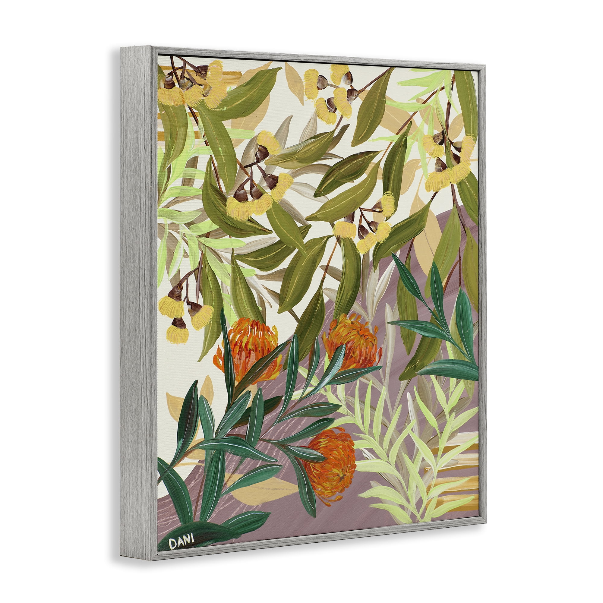 Stupell Industries Walk With Me Florals Gray Framed Giclee Art, design by Dani Heyward