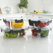 Orii 4pc with Lids Glass Food Storage Compartment Containers with High Wall Dividers