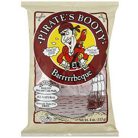 Pirate's Booty Barrrrrbeque Rice And Corn Puffs Chips, 3.5 oz (Pack of 12)