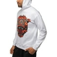 thumbnail image 3 of HEADS OR TAILS Mens Pullover Rhinestone Roaring Panther Hoodie Sweatshirt, White, L, 3 of 5