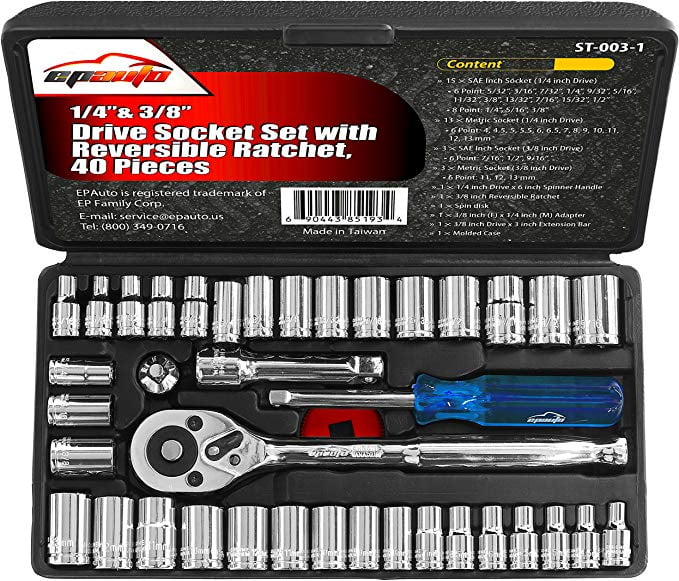 40Pc 1/4 And 3/8 Drive Socket Set 40Pc 1/4 And 3/8 Drive Socket Set