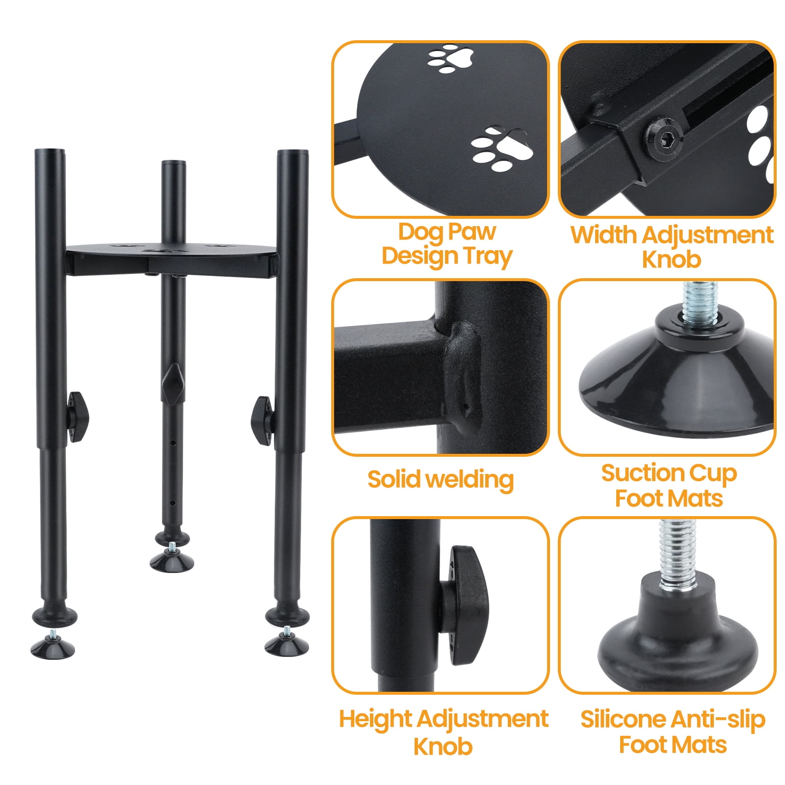 Adjustable Elevated Dog Bowl Stand, 4 Height Raised Water Feeder with Tray, Adjustable Wide 5.8-8" Dog Food Bowl Stands Holder for Medium,Large Dog(Bowl Not Included)