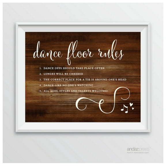 Dance Floor Rules Rustic Wood Wedding Party Signs