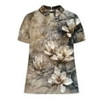 thumbnail image 5 of Women's Linen Blouses Peter Pan Collar Vintage Floral Puff Short Sleeve Shirts Summer Trendy Dressy Casual Tops (XL, Multicolor 13), 5 of 5