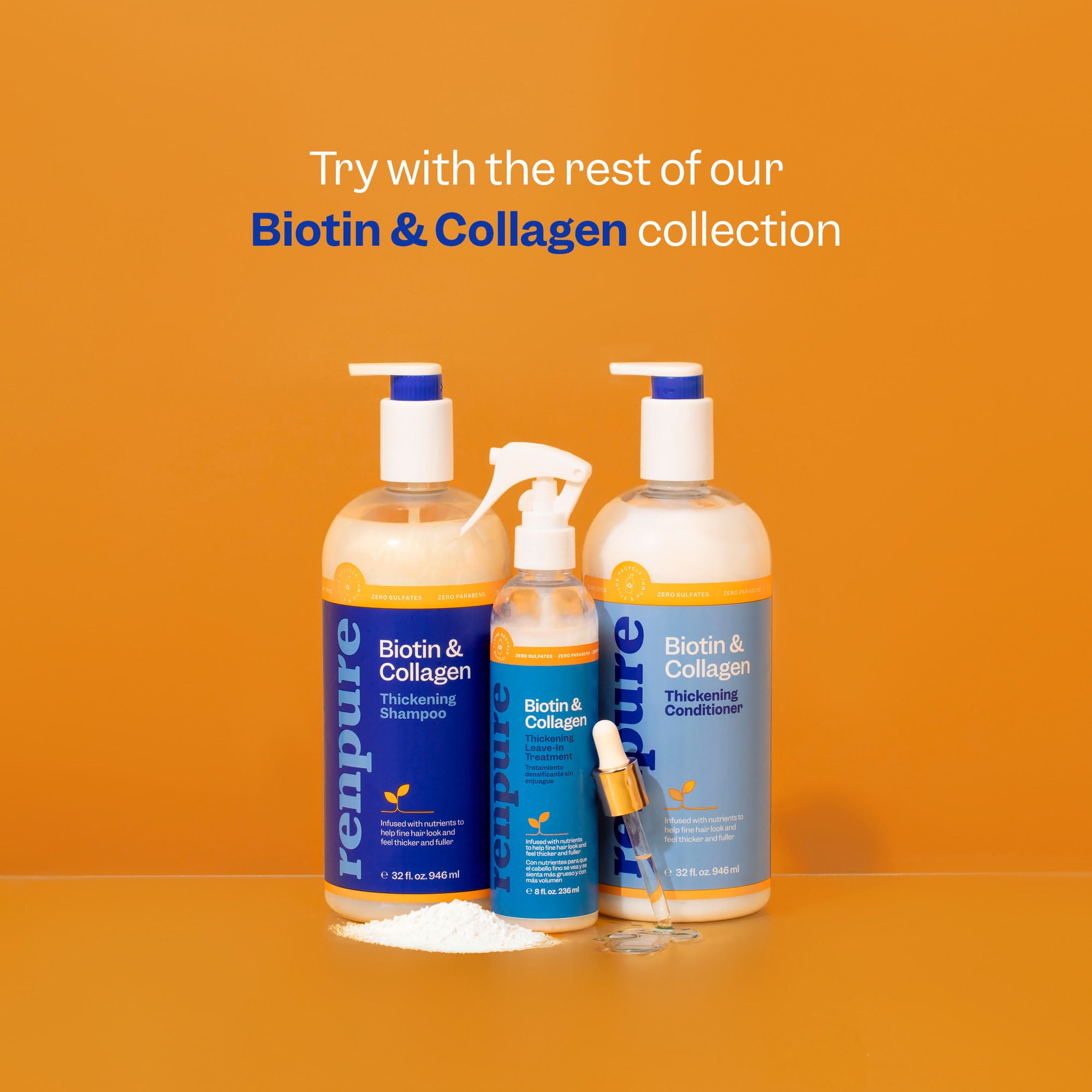 Renpure Biotin and Collagen Thickening Leave-In Treatment, for All Hair Types, 8 fl oz