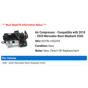 Air Compressor - Compatible with 2018 - 2020 Mercedes-Benz Maybach S560 2019