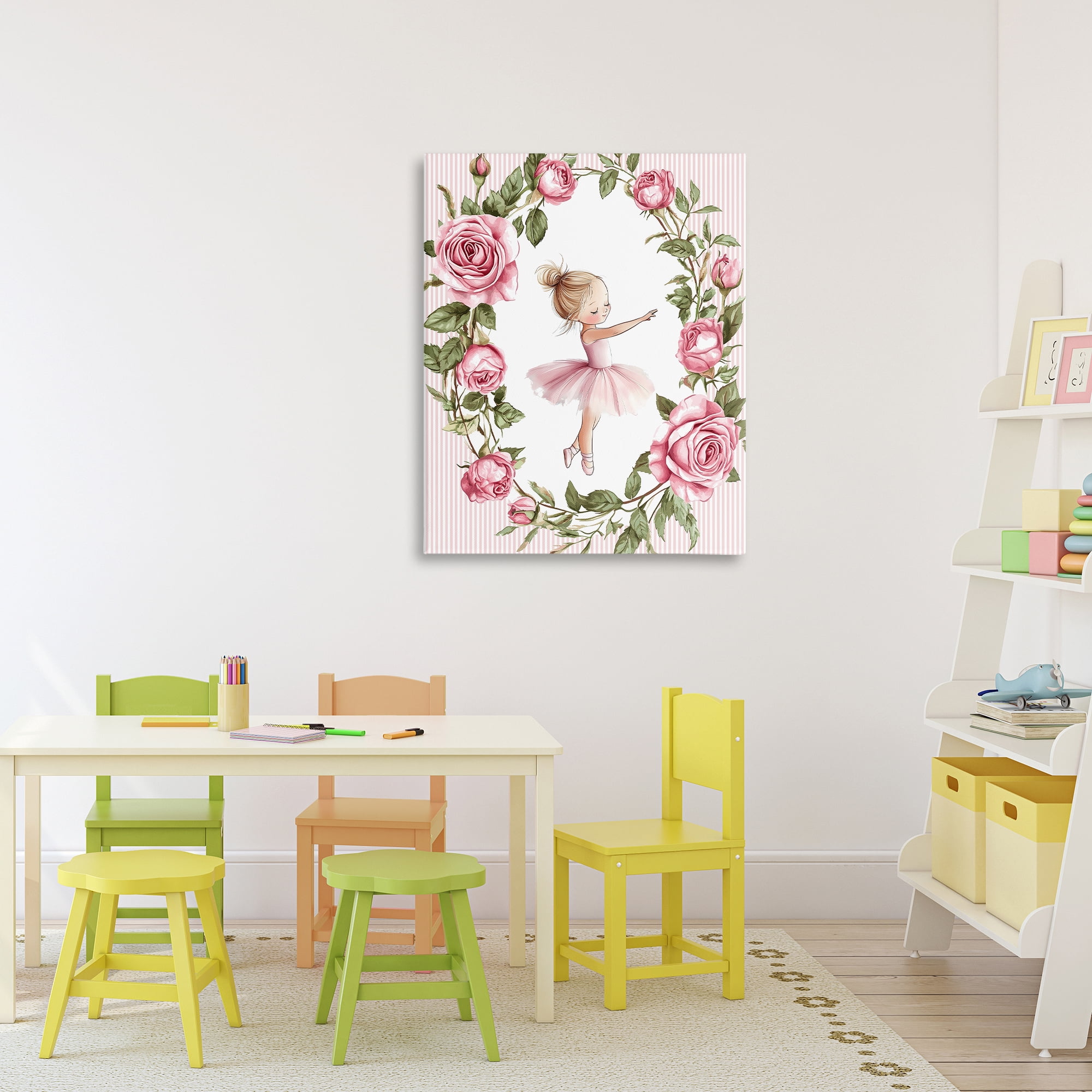 Stupell Industries Little Rose Dance Ballerina Canvas Wall Art, design by Christine Simpson Art