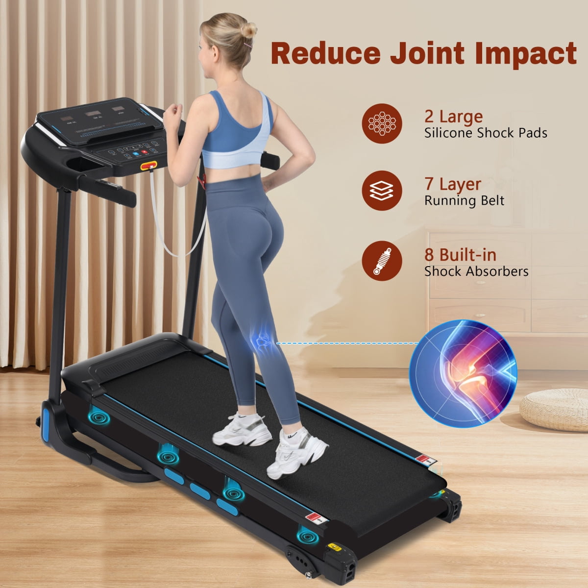 3.5HP New Treadmills for Home, Hydraulic System Auto Foldable Treadmill with Incline,10MPH 350Lbs Weight Capacity Electric Treadmills with Heart Rate Sensors,Type C & USB Charge ,Bluetooth Speaker