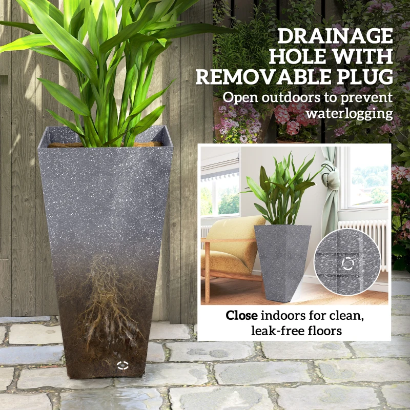 Set of 3 Tall Planters,Plastic Flower Pots
