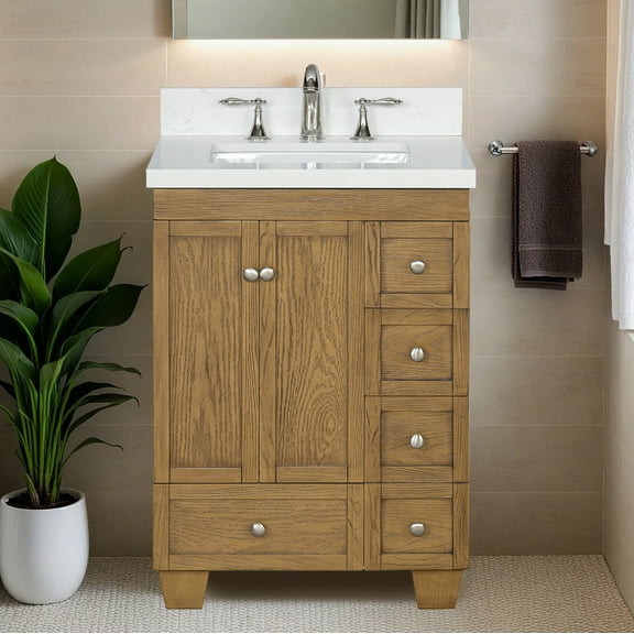 Lavanti Depos Solidwood 24-inch Bathroom Vanity with Sink - Stylish Gray Oak