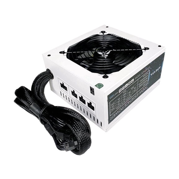 Apevia ATX-ES700-WH Essence 700W ATX Semi-Modular Gaming Power Supply with Auto-Thermally Controlled 120mm Black Fan, 115/230V Switch, All Protections, White Casing