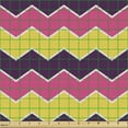 thumbnail image 2 of Chevron Fabric by the Yard Upholstery, Retro Vintage Colored Horizontal Repeated Geometrical Zigzag Dashed Stripes, Decorative Fabric for DIY and Home Accents, Mustard Pink Plum by Ambesonne, 2 of 5