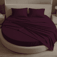 thumbnail image 2 of Amay Round Bed Sheet Set, 76-Inch Diameter, 15 Inch Pocket, 4-Piece, 500 Thread Count, 100% Cotton, Soft & Breathable, Wine, 2 of 6