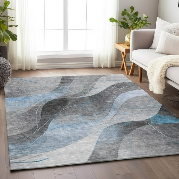 Addison Rugs Chantille Indoor/Outdoor Transitional Swirls Sky Washable Rectangle Rug, 2'6" x 3'10"