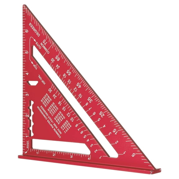 7 Inch Carpenter Square, Red Triangle Ruler, High Precision Aluminum Alloy Triangle Ruler,Layout Measuring Tool
