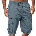 thumbnail image 2 of DDAPJ pyju Cargo Shorts for Men Lightweight Outdoor Travel Hiking Shorts Summer Casual Knee Length Shorts with Multi Pockets Navy M, 2 of 7