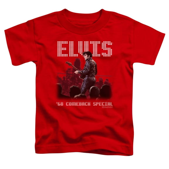 Trevco ELV521-TT-3 Elvis Presley & Return of the King Toddler Short Sleeve T-Shirt, Red - Large - 4 Toddler
