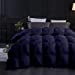 thumbnail image 3 of Navy Blue All Season Down Pin-Tuck Comforter- Eastern King Size 118 x 110 Inches 1 pc Pinch Pleated Comforter 600 GSM & 4-Corner Tab's 100% Egyptian Cotton- Navy Blue Solid, 3 of 15