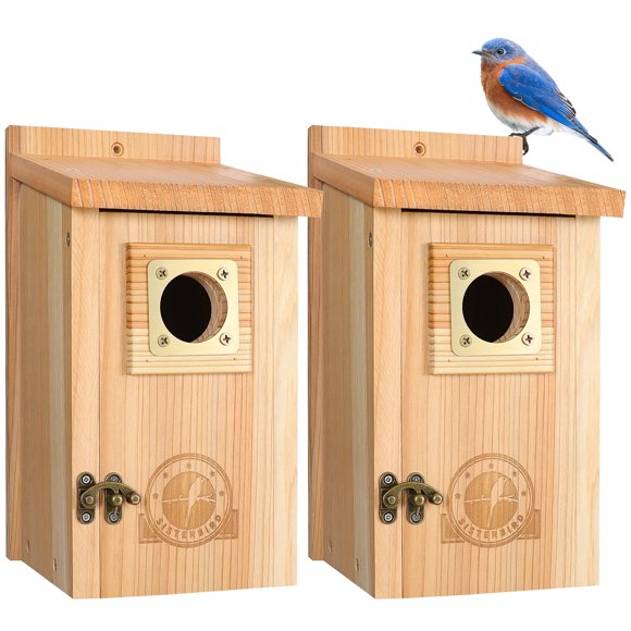 Casitas para pájaros SISTERBIRD de cedro para azulejos, paquete de 2 con cobre