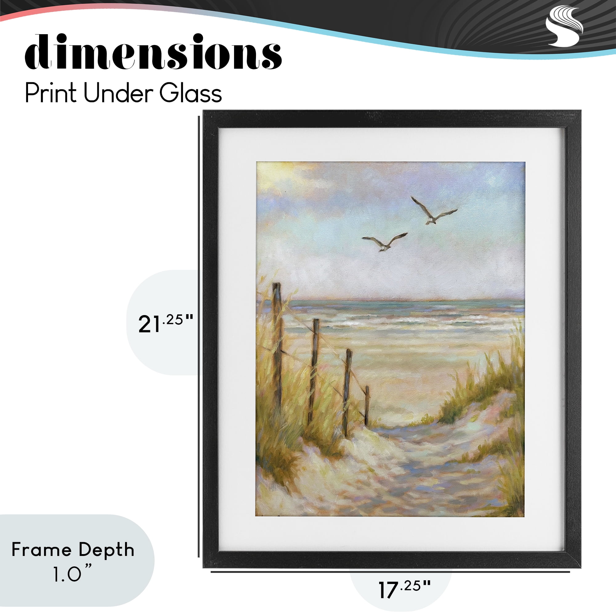Stupell Industries Tranquility Beach Coastal Path Black Framed Print Under Glass, design by Linda Sperruzzi
