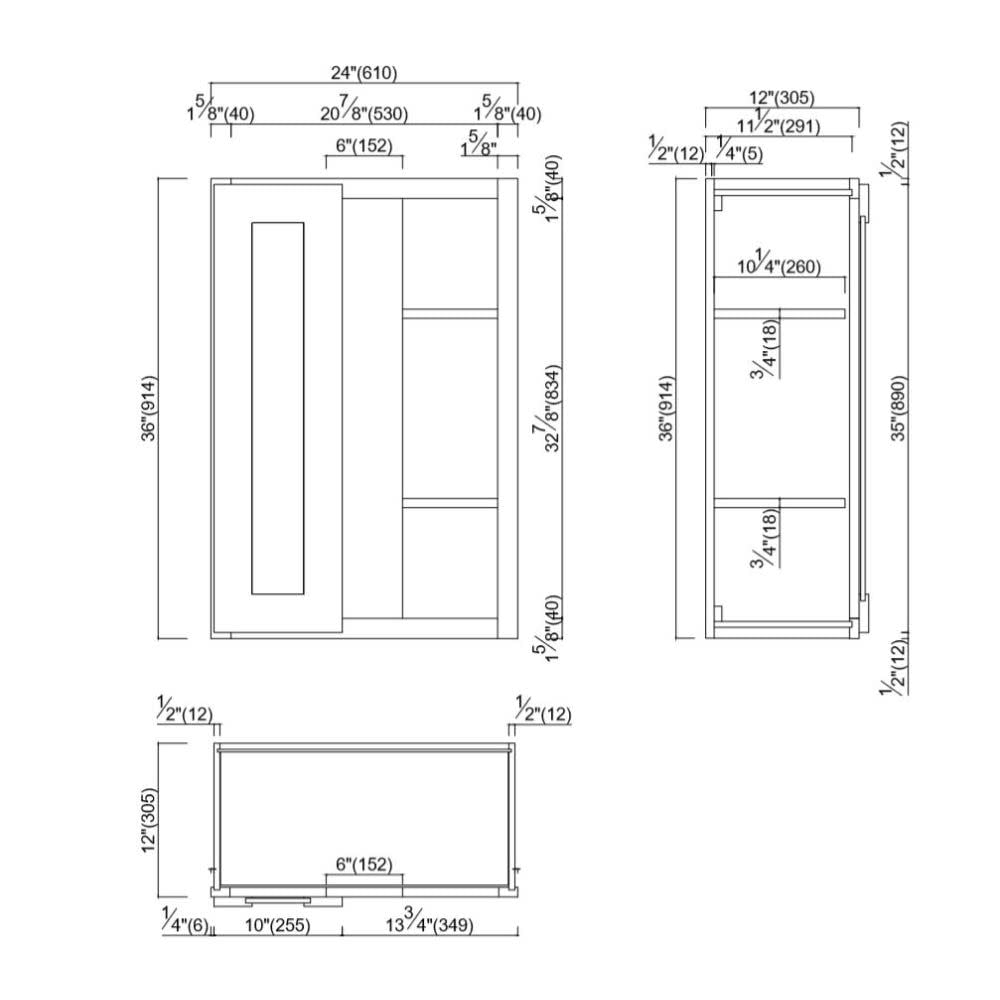 Espresso RTA Kitchen Cabinets Design House 569350 Unassembled Blind Wall 24x36x12