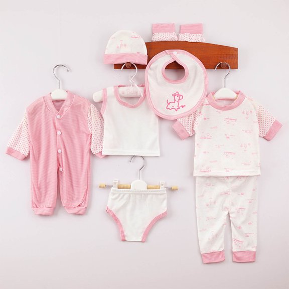 Sentuca 8PC Baby Clothes for Girls Boys Shirts Tank Tops Pants Jumpsuit Underwear Bibs Hot Socks-Shoes Outfit Sets Size 0-3 Months