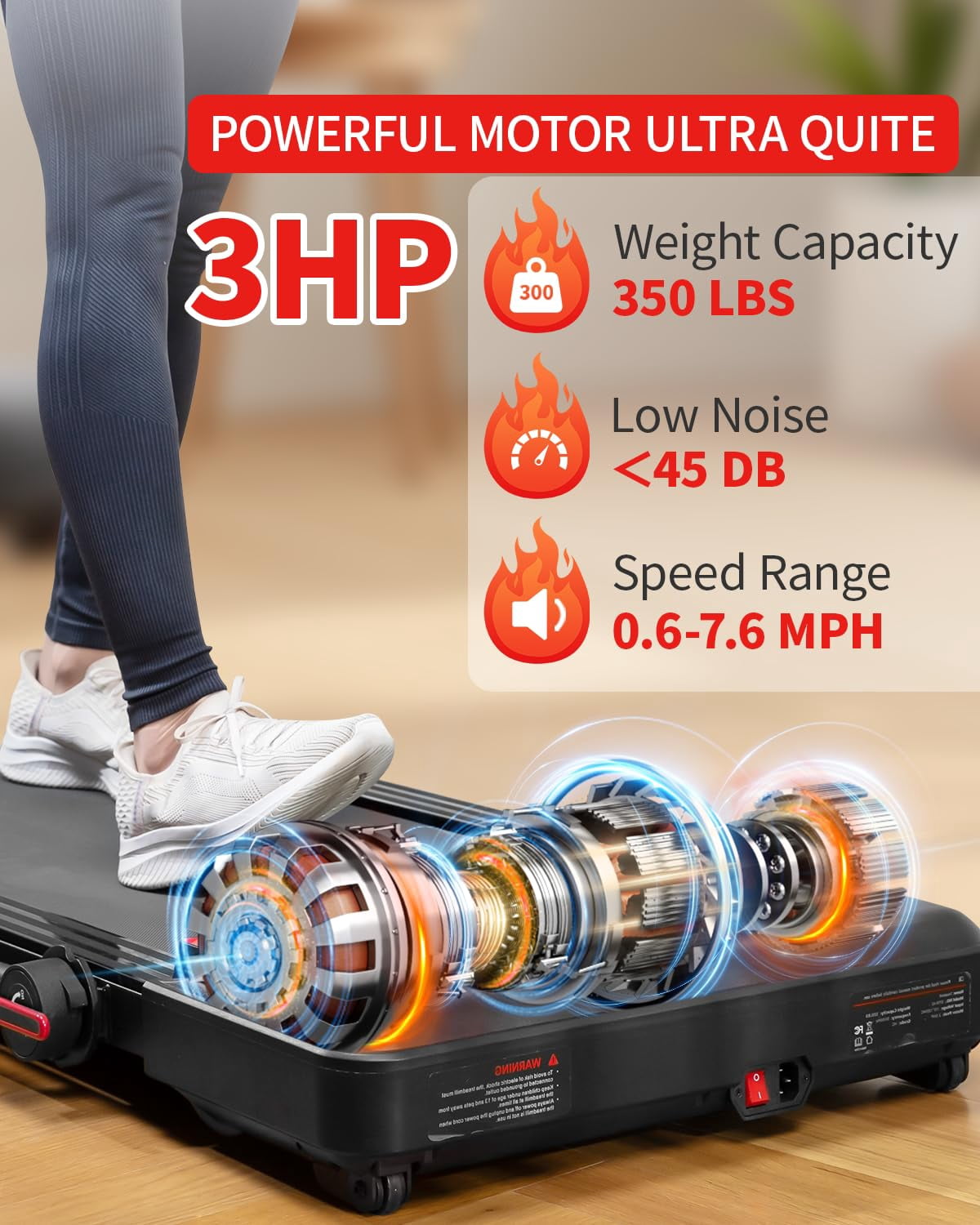 THAILE Walking Pad Treadmill with Incline, Foldable and Adjustable Smart Treadmill with Handlebar and 17" Running Belt, 7.6MPH, 3HP