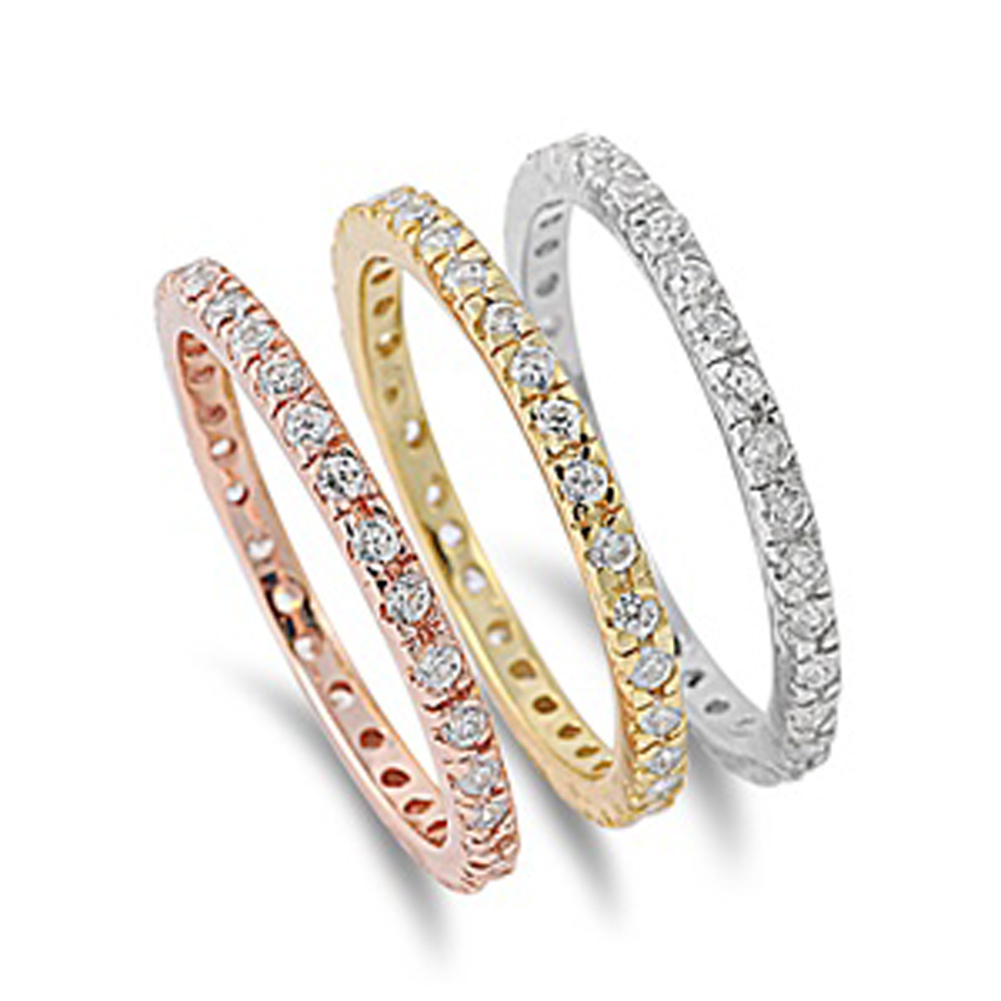 Sterling Silver Women's Stackable Eternity Rings Pure 925 Band 2mm ...