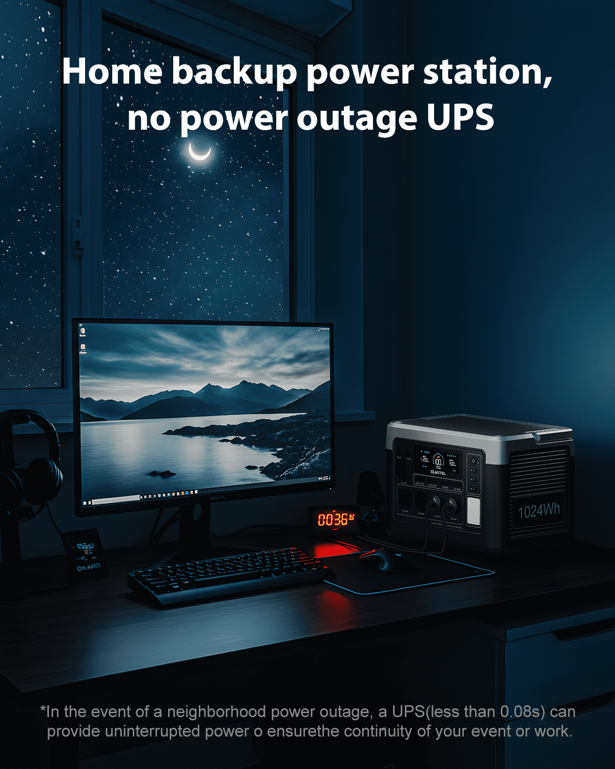 OUKITEL P1000 Plus 1800W/1024Wh Power Station with 200W Solar Panel, 1200W Fast Charging, Solar Generator with 4 AC Outlets (3600W Peak), APP Control Battery Backup for Home, Camping & RVs