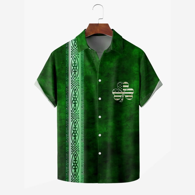 EGNMCR T Shirts pour Homme Men Saint Patrick Imprimé Col Rabattu Manches Courtes Top Chemise Manches Courtes Col Rond Top/Shirt Cadeaux pour Men