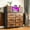Rustic Brown, variant on Romorgniz Tall Dresser for Bedroom with 10 Drawers Featuring LED Lights & Power Outlet Fabric Dressers & Chest of Drawers with Open Shelves, Black