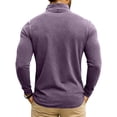 thumbnail image 3 of Men's Fashion Solid Color Retro Casual Washed Quarter Zipper Pocket Long Sleeve T-Shirt Polo Top, Vintage Style for Men's Casual and Sporty Looks,Purple,XL, 3 of 4