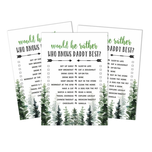 Inkdotpot Greatest Adventure Who Knows Daddy BestBaby Shower GameCards-FunActivity Cards Set Of 50Greenery Party Theme