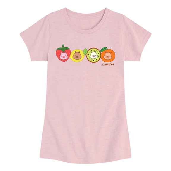 CapyFun - Capybara Capy Fruits - Youth Girls Fitted Short Sleeve T-Shirt