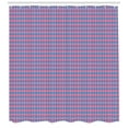 thumbnail image 3 of Quatrefoil Shower Curtain, Eastern Traditional Grid Design with Bicolour Style Argyle Inspiration, Fabric Bathroom Set with Hooks, 69W X 70L Inches, Pink and Azure Blue, by Ambesonne, 3 of 3