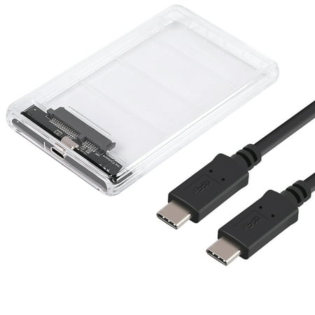 Clear Hard Drive - HDE External Hard Drive Enclosure USB 3.1 Type-C 2.5