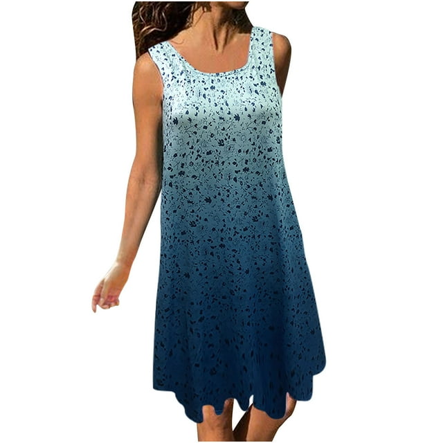 Robes d'Été Décontractées pour Femmes Mode d'Été Décontractée Sans Manches Imprimé Gilet Robes Décontractées pour Femmes Été Robes Décontractées d'Été pour Femmes Robes d'Été pour Femmes