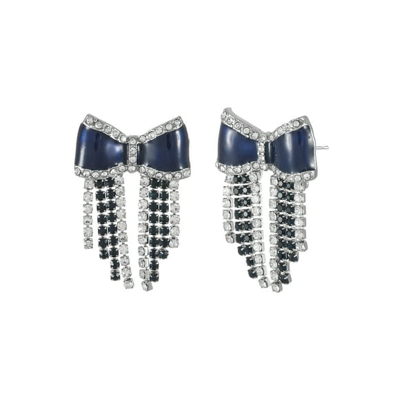 Packed Party Women's Denim Bow Dangling Stud Earrings, 1 Pair