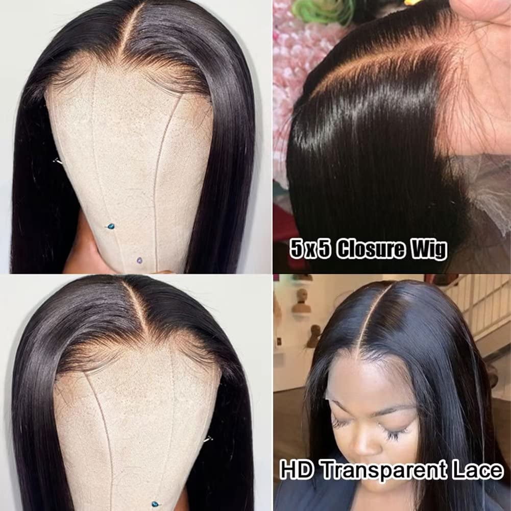 28 Inch 5x5 HD Lace Closure Wigs Human Hair Pre Plucked 180  display picture 3