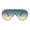 Gold Blue Brown, variant on Metal Stud Brow Line Flat Top Rimless Shield Racer Sunglasses Gold Brown