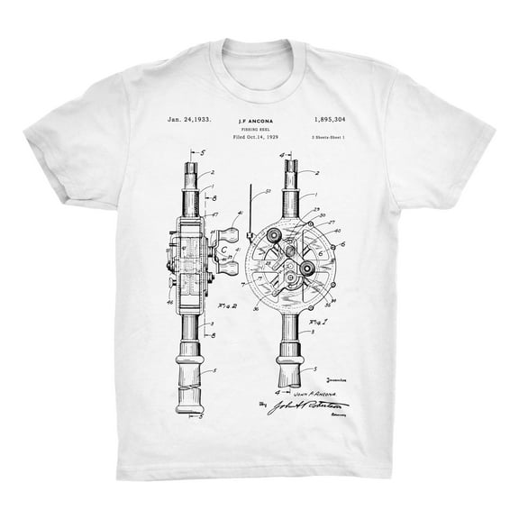 Fishing Reel Patent Patent 100% Cotton Premium T-Shirt