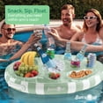 thumbnail image 3 of Sun's Out Floating Snack Bar – Light Green Cabana Stripe Pool Float, Ages 14+, 3 of 5