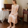 thumbnail image 2 of Defitshape Women's Cute Victorian Nightgown Princess Old Fashioned Vintage Soft Oversized Comfy Thin Sleeping Cool Mid Calf Pajamas Dress Night Gown Pink Large, 2 of 5