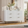thumbnail image 2 of Sunvasagoo Fluted 6-Drawer Dresser, 54" Wide Engineered Wood with Gold Legs & Anti-Tip, 2 of 9