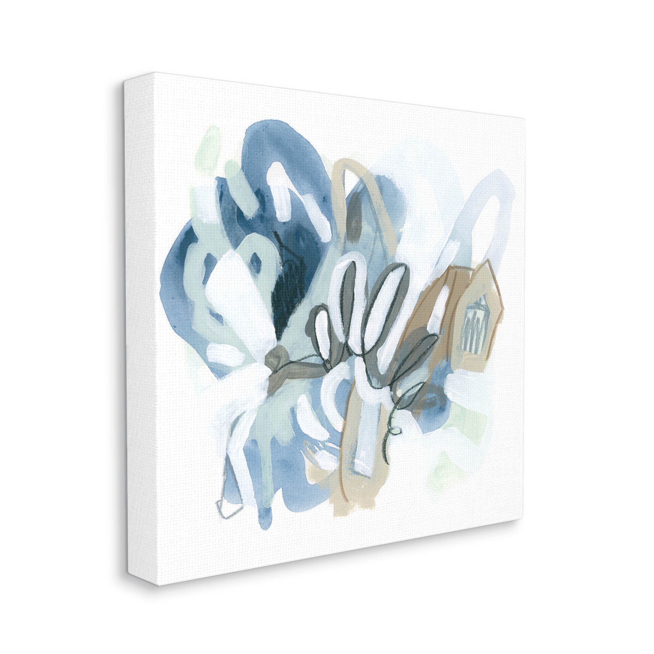 Stupell Industries Contemporary Blue Squiggle Shapes Painting Gallery Wrapped Canvas Print Wall Art, Design by June Erica Vess